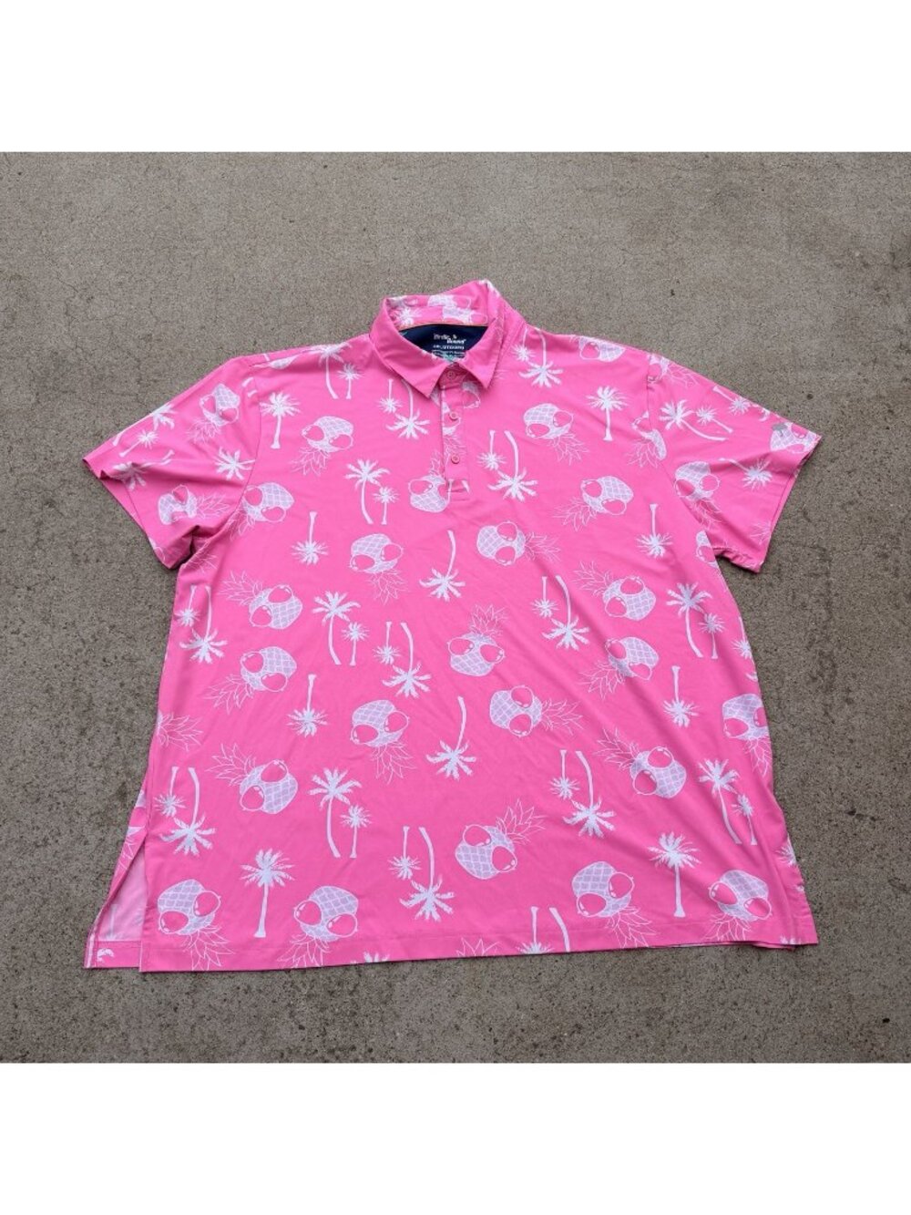 Birdie Bound Mens Pink Pineapple Palm Tree Tropical Golf Polo Shirt Size 3XL